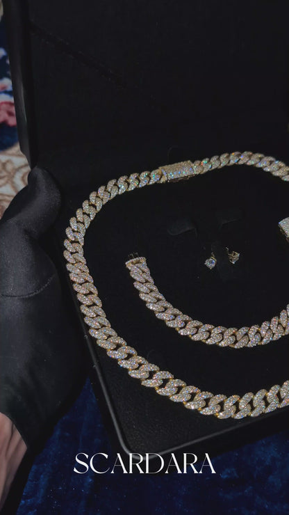 Cuban chain/bracelet/earrings set